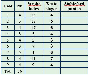 Stableford vraag 1